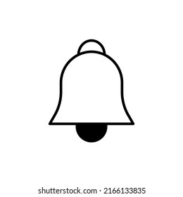 Glockenlineares Symbol auf Schwarz, Vektorgrafik umreißen. Symbol für die Notifizierung auf weißem Hintergrund. Einzelbild. Trendy flach Linie Zeichen für App, Grafik Design, Web, ui, ux. EPS10