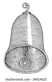 bell linear raster hand drawing black and white