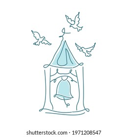 bell logo , mono line , altar, simple and clean