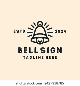 Bell Logo Monoline Vector, Doorbell Icon Symbol, Classic Creative Vintage Graphic Design
