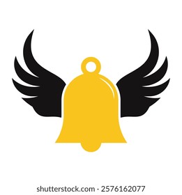 Bell logo with a pair of wings vector icon illustration design template