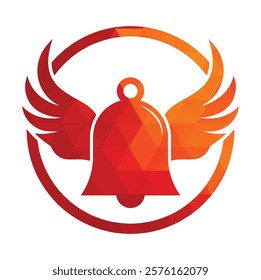 Bell logo with a pair of wings vector icon illustration design template