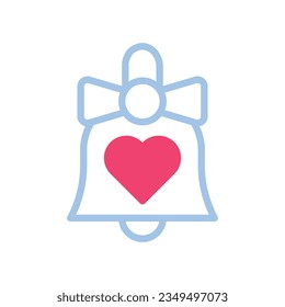 Bell love icon duotone blue pink style valentine illustration vector element and symbol perfect.