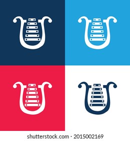 Bell Lyre blue and red four color minimal icon set