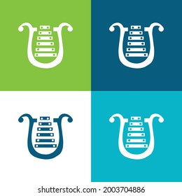 Bell Lyre Flat four color minimal icon set