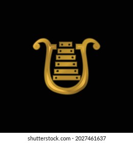 Bell Lyre gold plated metalic icon or logo vector