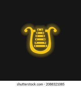 Bell Lyre yellow glowing neon icon