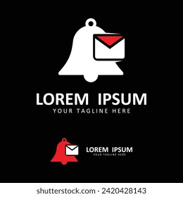 bell with mail logo vector icon illustration design template. logo suitable for notification, farmer, and brand company