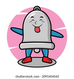 Bell mascot cartoon with flashy expression in cute style for t-shirt, sticker, logo element