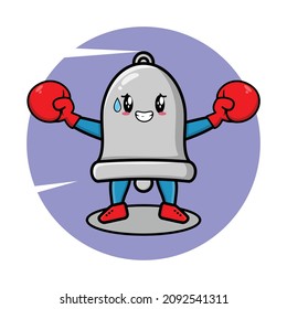 Bell mascot cartoon playing sport with boxing gloves and cute stylish design for t-shirt, sticker, logo elements