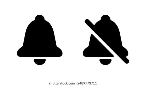 Bell and muite sound icon in generic style. Notification sign symbol