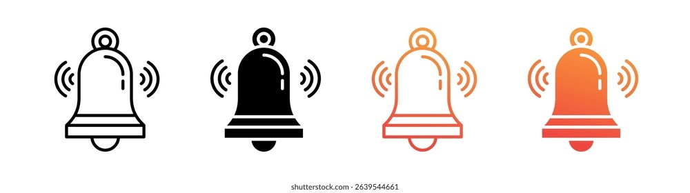 Bell Multi Style Icon Set Vector