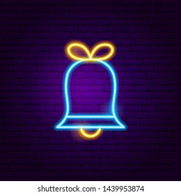 Bell Neon Label. Vector Illustration of Education Promotion.