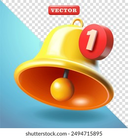 Bell Notification, 3d vector. Suitable for symbols and design elements