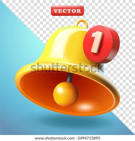 Bell Notification, 3d vector. Suitable for symbols and design elements