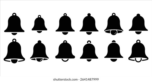 bell , notification, alert icon set vector silhouette on white background.