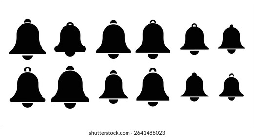 bell , notification, alert icon set vector silhouette on white background.