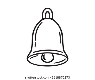 notificação de sino ícone desenho à mão doodle. Contornar o símbolo de clipart da linha de notificação de sino. Ilustração vetorial
