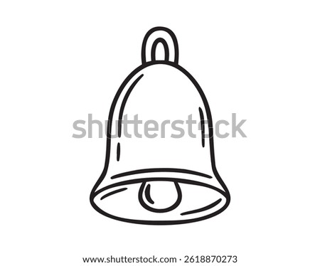 bell notification doodle hand drawn icon. Outline drawing bell notification line clipart symbol. Vector illustration