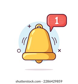 Icono de notificación de la Campana. Ilustración de vectores de corte