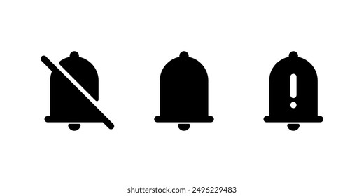 Bell notification icon in generic style. Silent alert and warning notice sign symbol