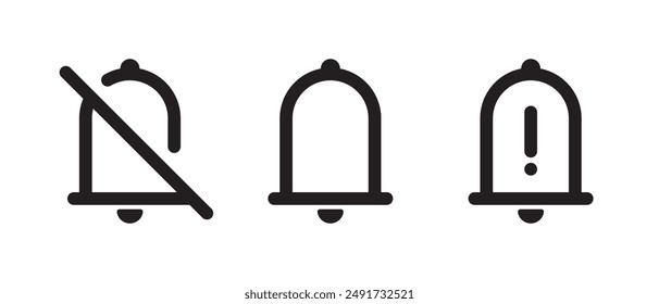 Bell notification icon set in line style