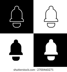Bell Notification Icon Set Minimal Line , Filled. Clean, modern bell notification icon set in 4 variations, filled and outline styles, black and white, optimized for UI, UX, apps and websites.