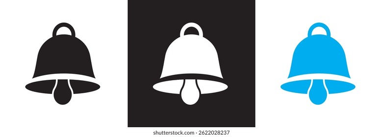 Ícone de notificação da campainha. Vetor para sites, interfaces móveis, apresentações, banner, marca visual etc. Ilustração vetorial. isolada no plano de fundo branco e preto. EPS 10