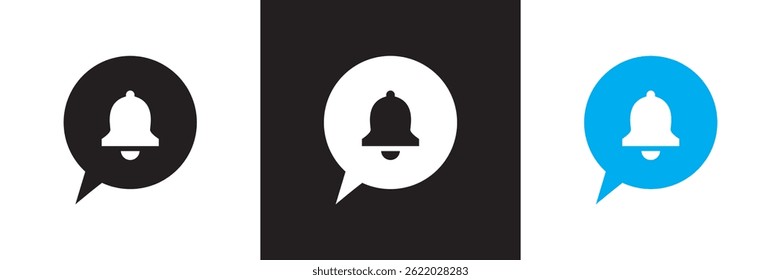 Ícone de notificação da campainha. Vetor para sites, interfaces móveis, apresentações, banner, marca visual etc. Ilustração vetorial. isolada no plano de fundo branco e preto. EPS 10