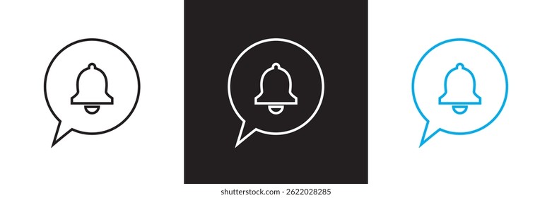 Ícone de notificação da campainha. Vetor para sites, interfaces móveis, apresentações, banner, marca visual etc. Ilustração vetorial. isolada no plano de fundo branco e preto. EPS 10