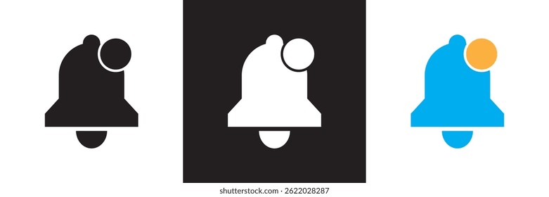 Ícone de notificação da campainha. Vetor para sites, interfaces móveis, apresentações, banner, marca visual etc. Ilustração vetorial. isolada no plano de fundo branco e preto. EPS 10