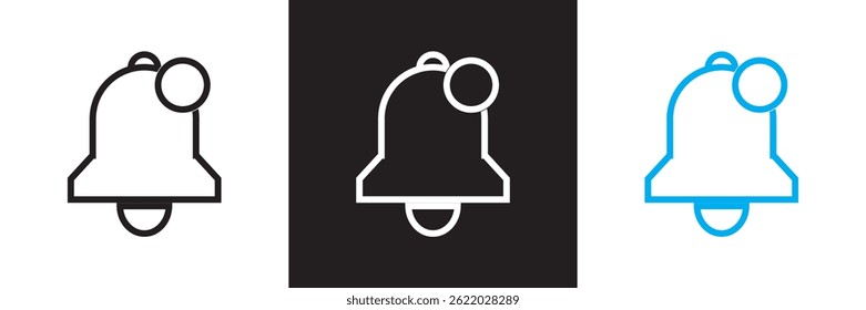 Ícone de notificação da campainha. Vetor para sites, interfaces móveis, apresentações, banner, marca visual etc. Ilustração vetorial. isolada no plano de fundo branco e preto. EPS 10