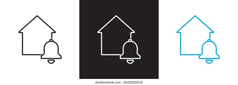 Ícone de notificação da campainha. Vetor para sites, interfaces móveis, apresentações, banner, marca visual etc. Ilustração vetorial. isolada no plano de fundo branco e preto. EPS 10