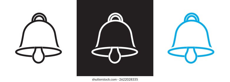 Ícone de notificação da campainha. Vetor para sites, interfaces móveis, apresentações, banner, marca visual etc. Ilustração vetorial. isolada no plano de fundo branco e preto. EPS 10