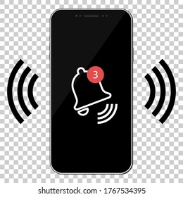 Bell notification icons. Button with bells of notification symbols. Social Media element, User Interface sign, New message. Vector