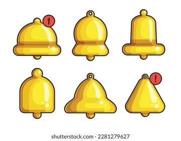 Icono de conjunto de color aislado de notificación de la campana. Aviso de ilustración de vector sobre fondo blanco. Notificación de timbre de icono del conjunto de colores del vector.