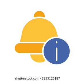 Icono de la línea de notificación de Bell. Fecha importante, organización del día, despertador, recordatorio, sonido, timbre. Icono de color vectorial en un fondo blanco para empresas