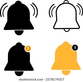 Bell Notification line icon set for incoming inbox message. icon for web design isolated on white background See less
