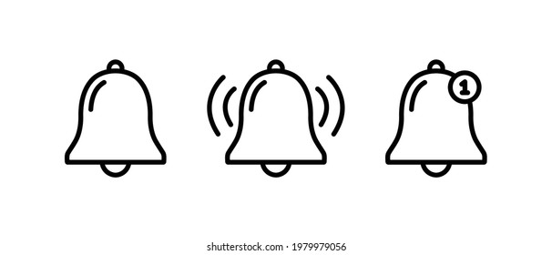 Bell notification line icon, Bell notification symbol vector 