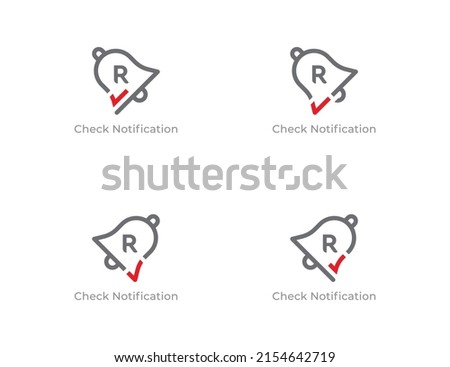 Bell Notification Logo Concept sign icon symbol Design with Letter R. Vector illustration logo template