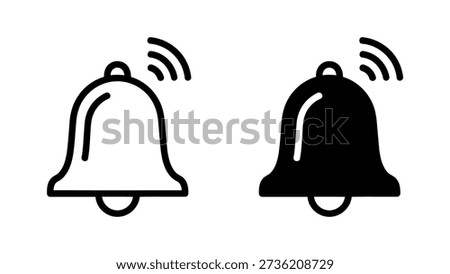 Bell notification outline and filled alert sound symbol