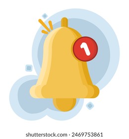 Bell Notification Pop up Concept, Number of new unopened or read notifications, unread message reminders, emails and messages, email marketing campaigns, new email messages, flat vector illustration.