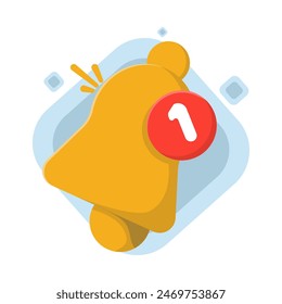 Bell Notification Pop up Concept, Number of new unopened or read notifications, unread message reminders, emails and messages, email marketing campaigns, new email messages, flat vector illustration.