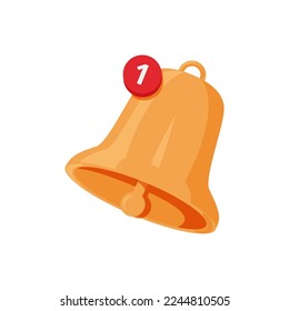emergente Notificación de la campana, número de notificaciones nuevas sin abrir o sin leer, ilustración de concepto, diseño plano, vector. Elemento gráfico para el estado vacío.