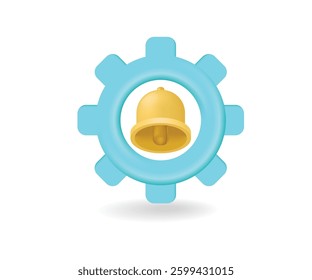 Bell notification setting gear icon concept