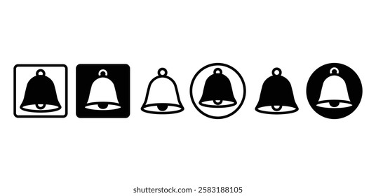 bell notification symbol sign vector design black white color outline and black filled illustration flat simple style 