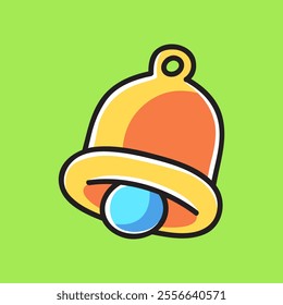 Bell Notification Vector Cartoon Illustration. Playful Icon Concept Isolated Premium Vector. Flat Cartoon Concept for Anything. Cute Doodle Cartoon Illustration Style. Suitable for any Project