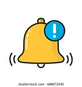 Bell notification.Vector modern line outline flat style cartoon illustration icon. Isolated on white background. Alarm notification concept