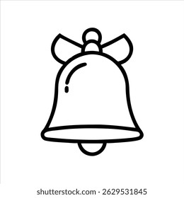 Bell object icon design black and white with bold outline 