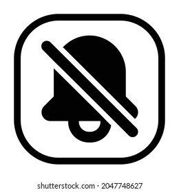 Glocke das Symbol ab. Flaches, abgerundetes Rechteck einzeln auf weißem Hintergrund. Vektorgrafik